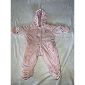 Carter’s Pink with Bunny Zip Snowsuit Bunting Sz 6-9 Months Snap Mittens Booties